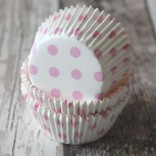 Bakvormpje white-pink polka 