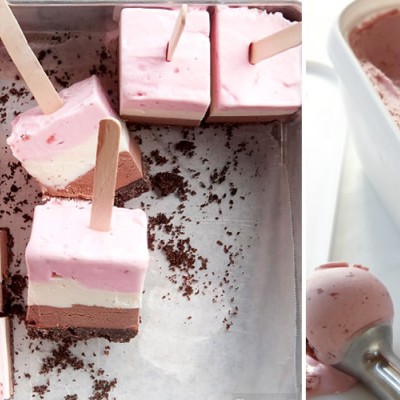 Neapolitan ice cream pops